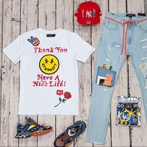 Eternity AC/ BD Thank You Have a Nice Life Smiley Face Patch T- Shirt XL NWOT